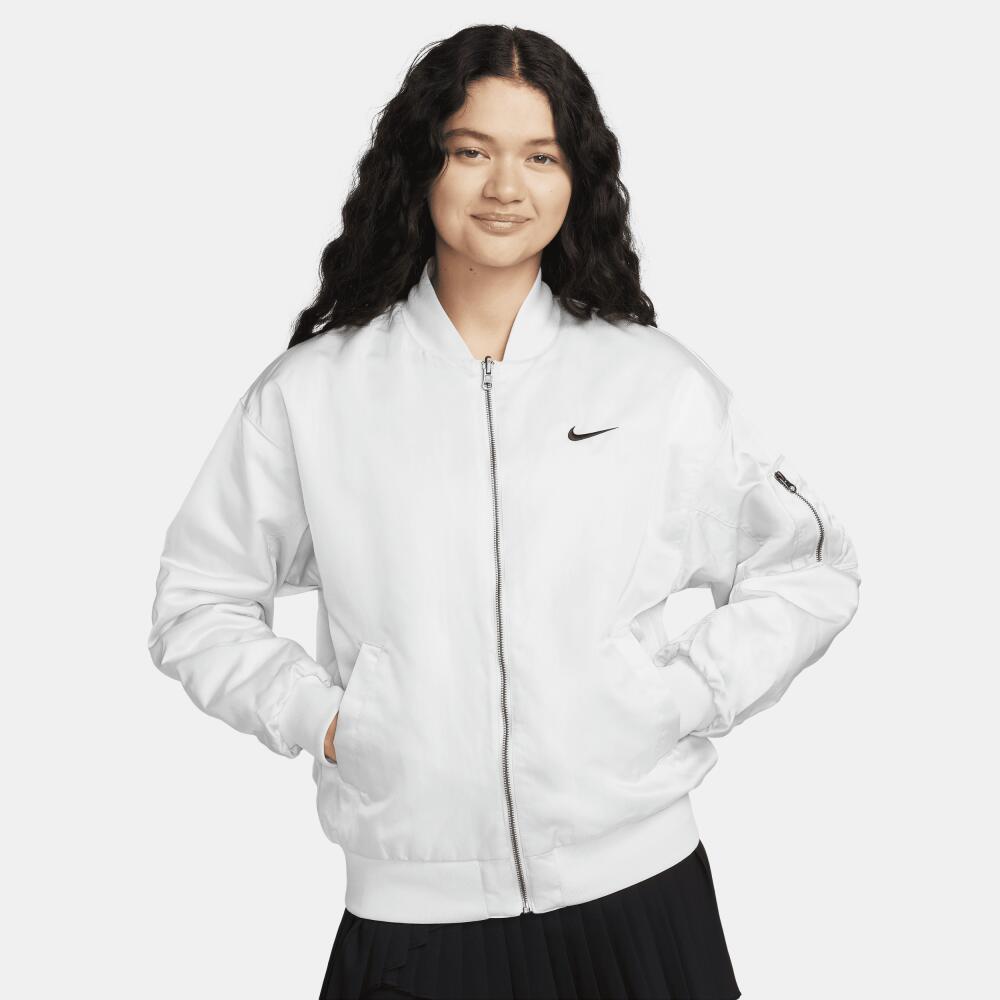 Women's Nike Sportswear Reversible Varsity Bomber Jacket in Grey Cover