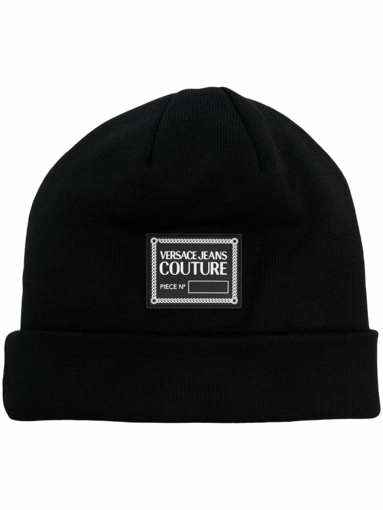 Versace Jeans Couture logo-patch turn-up brim beanie - Black Cover