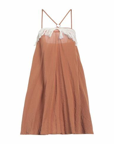 Cotazur Woman Mini dress Camel Viscose, Nylon Cover