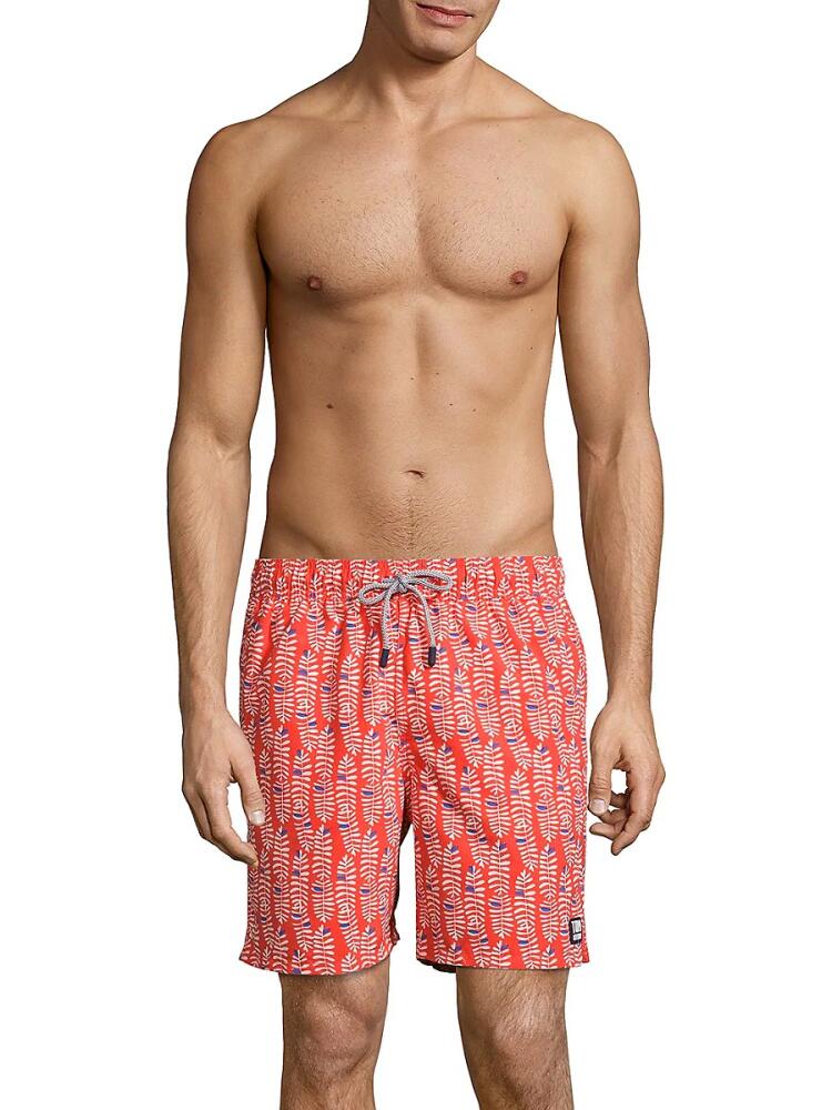 Tom & Teddy Men's Leaf-Print Swim Shorts - Paprika Cover