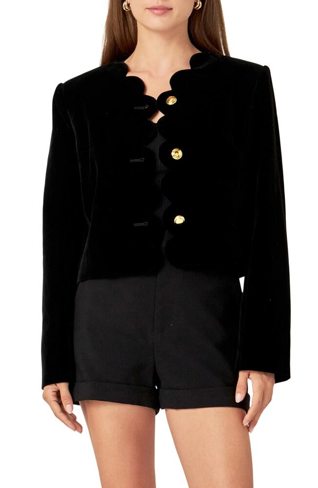 English Factory Velvet Scallop Jacket in Black Cover