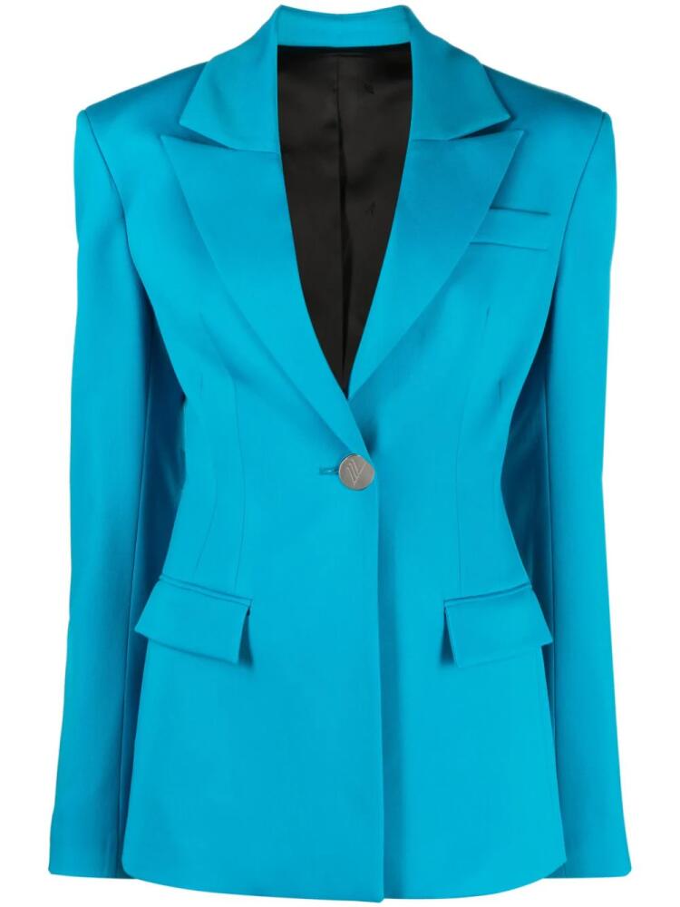 The Attico single-breasted virgin-wool blazer - Blue Cover