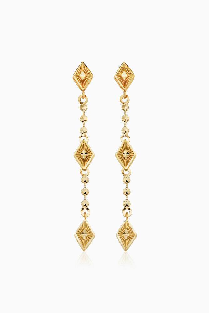 Oradina 14K Yellow Gold Roma Diamond Drop Earrings Cover