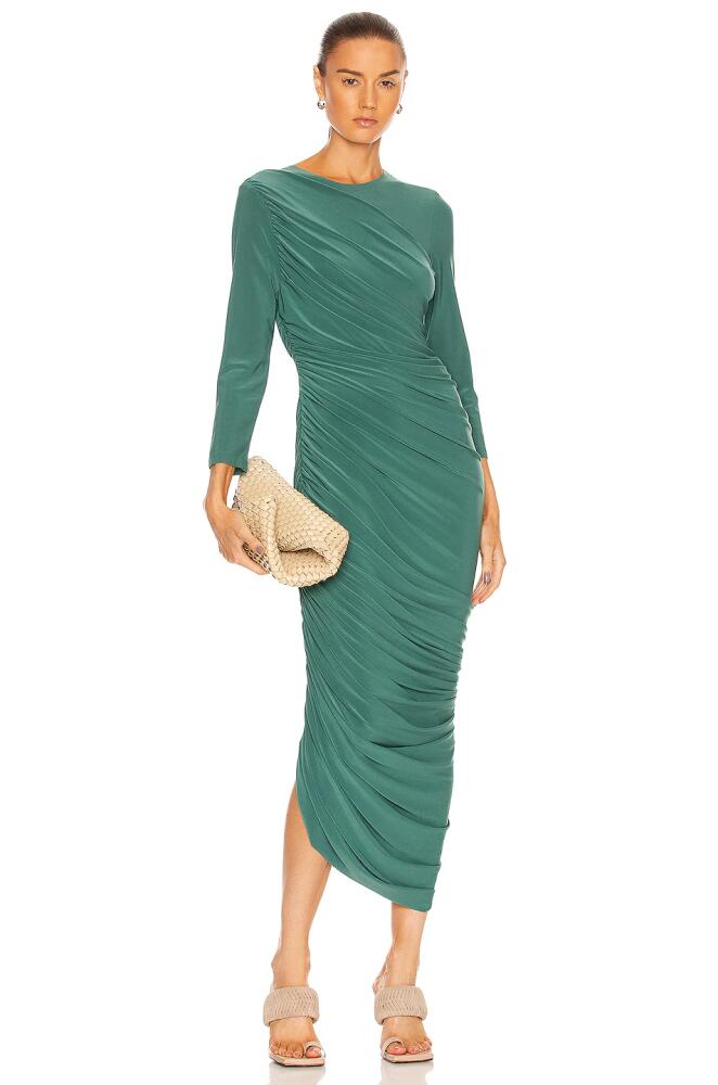 Norma Kamali Long Sleeve Diana Gown in Dark Green Cover