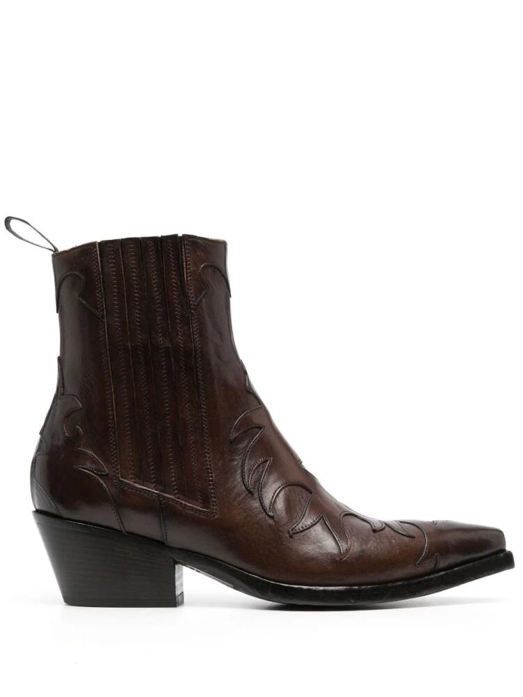 Sartore embossed-detail leather ankle boots - Brown Cover