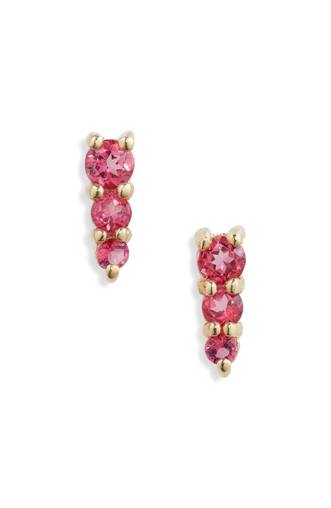 Bony Levy 14K Gold Pink Topaz Stud Earrings in 14K Yellow Gold Cover