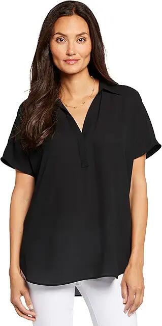 NYDJ Short Sleeve Becky Blouse (Black) Women's Clothing Cover