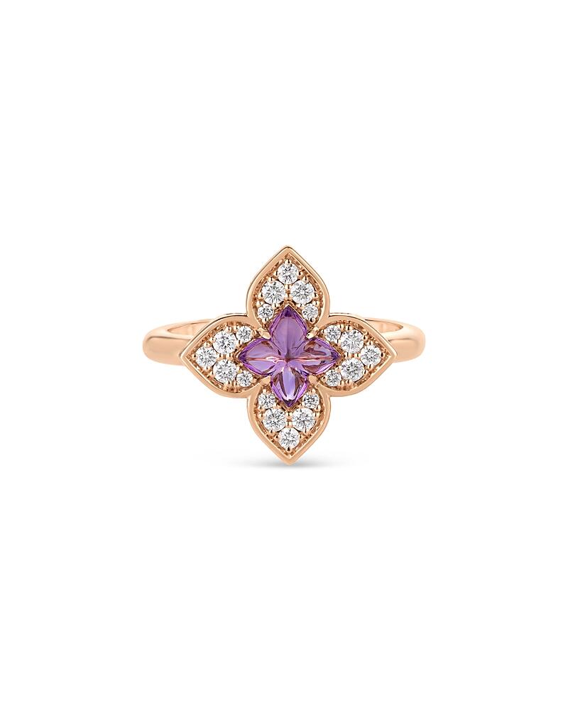 Roberto Coin 18K Rose Gold Venetian Princess Carnevale Amethyst & Diamond Flower Ring Cover