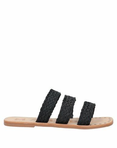 Manebí Woman Sandals Black Natural raffia Cover