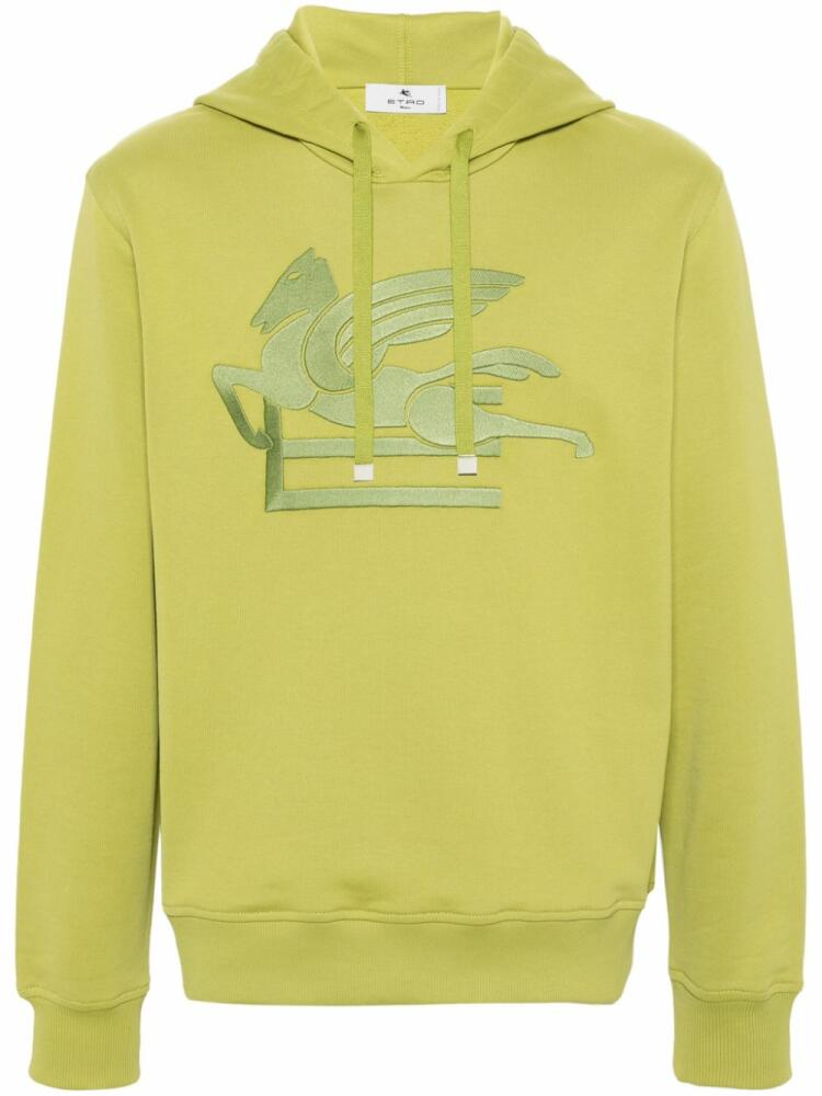 ETRO Pegaso-embroidered cotton hoodie - Green Cover