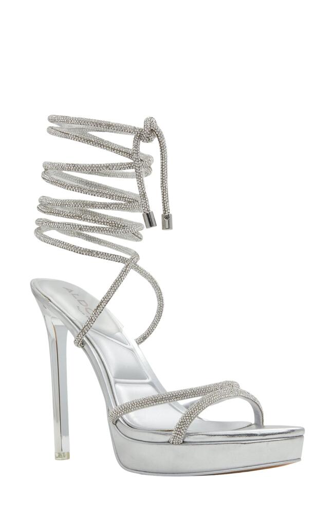 ALDO Izabella Ankle Wrap Platform Stiletto in Silver Cover