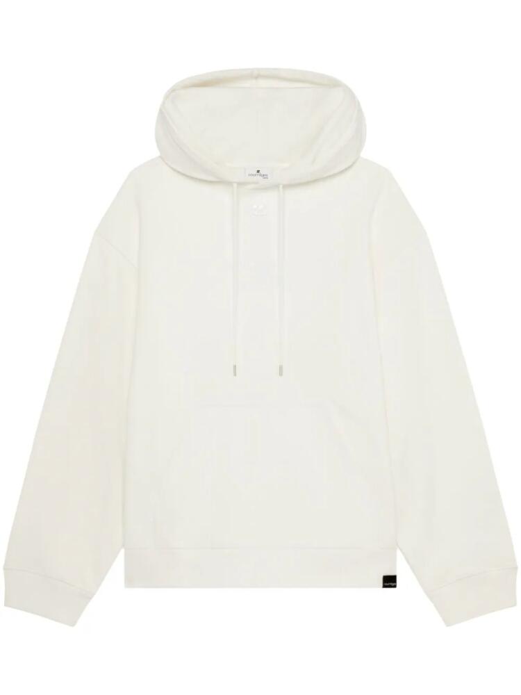 Courrèges slogan-embroidered jersey hoodie - White Cover