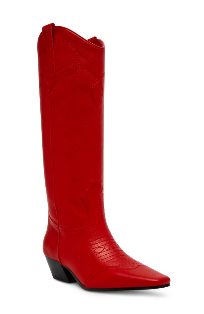 Steve Madden Dollie Western Boot in Red Leather Cover