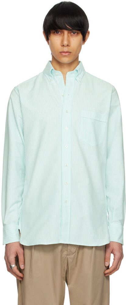 Drake's Green & White Ticking Stripe Shirt Cover