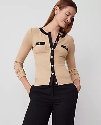 Ann Taylor Petite Button Knit Jacket Cover