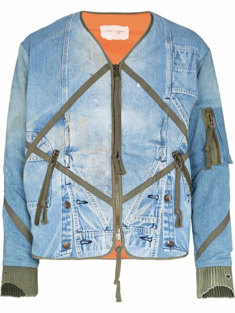 Greg Lauren zip-up denim bomber jacket - Blue Cover