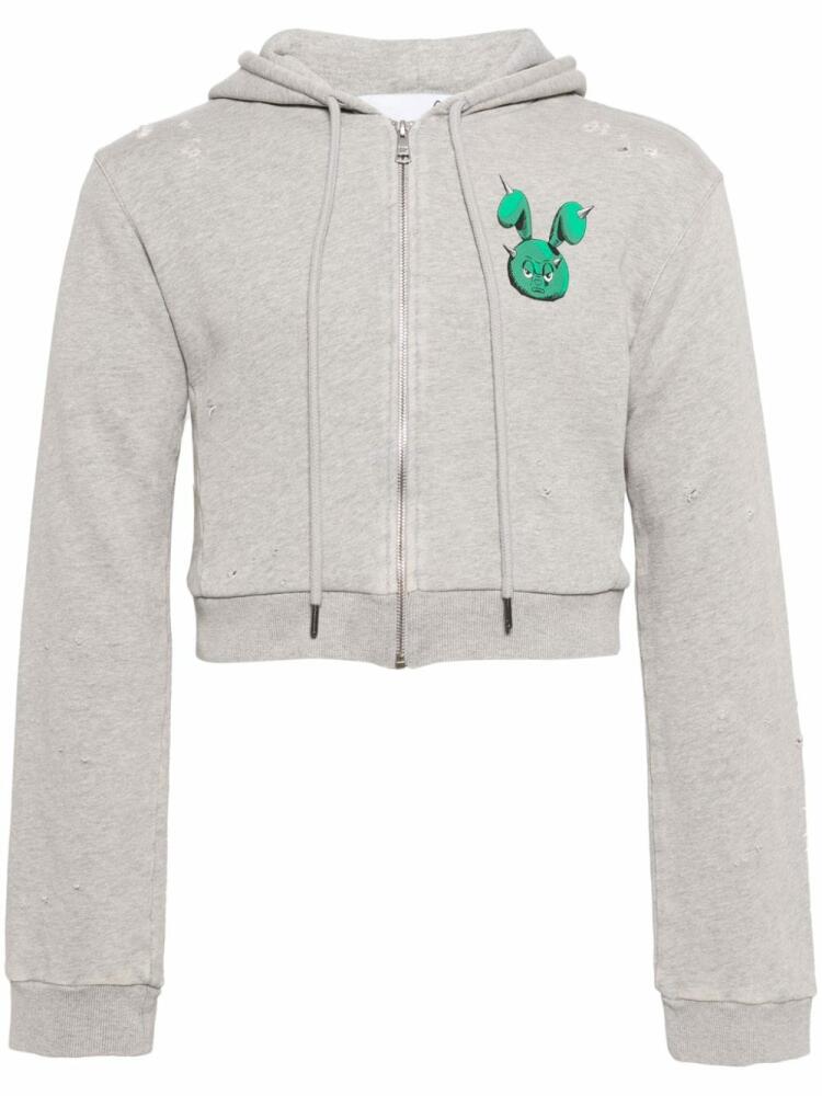 Natasha Zinko graphic-print cropped zip-up hoodie - Grey Cover