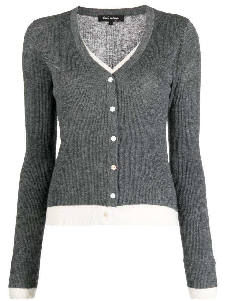 tout a coup V-neck ribbed-knit cardigan - Grey Cover