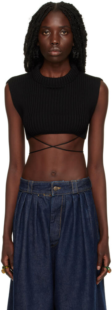 Jean Paul Gaultier Black Tied Crop Tank Top Cover