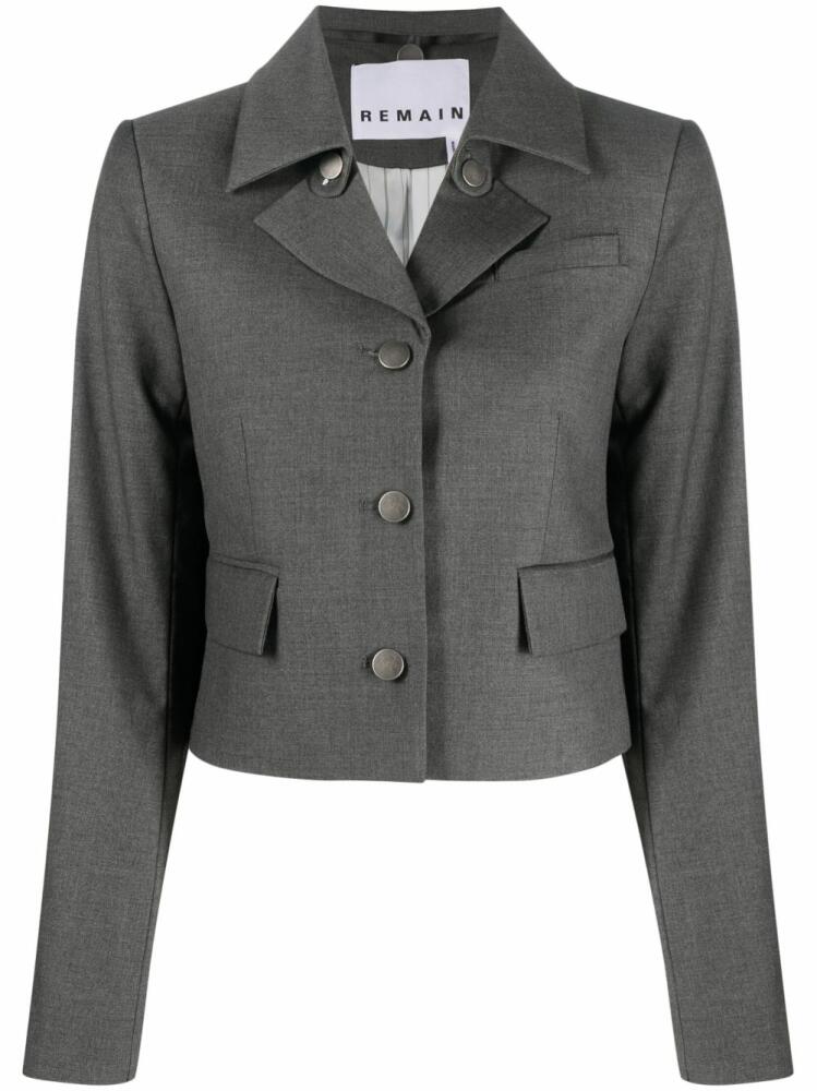 REMAIN single-breasted cropped blazer - Grey Cover