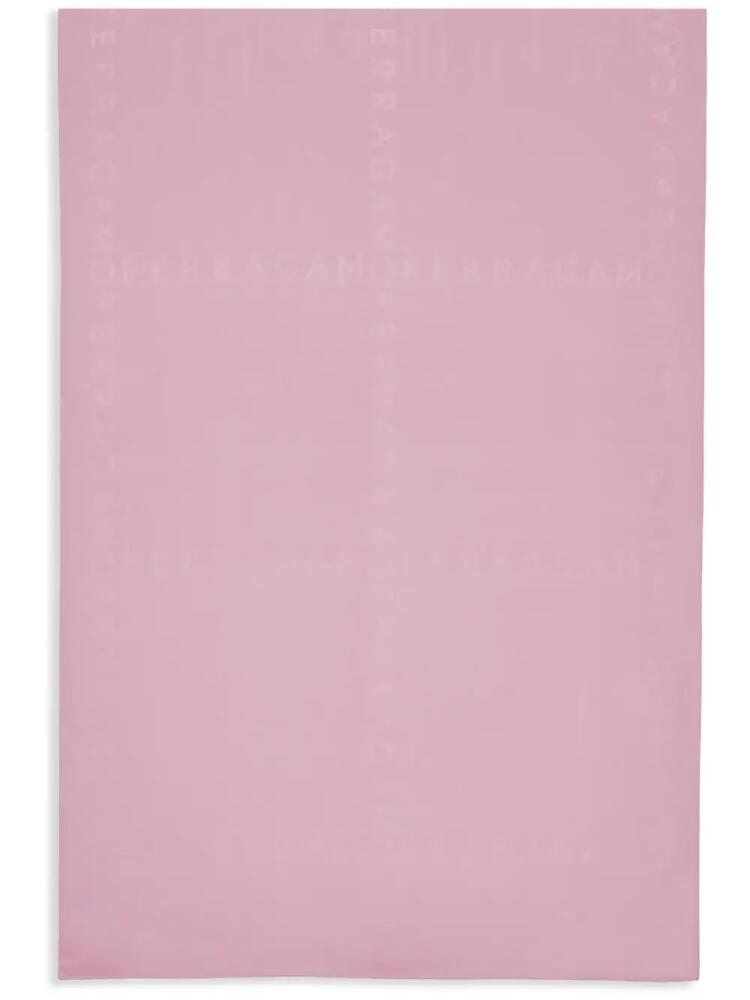 Ferragamo logo-jacquard silk scarf - Pink Cover