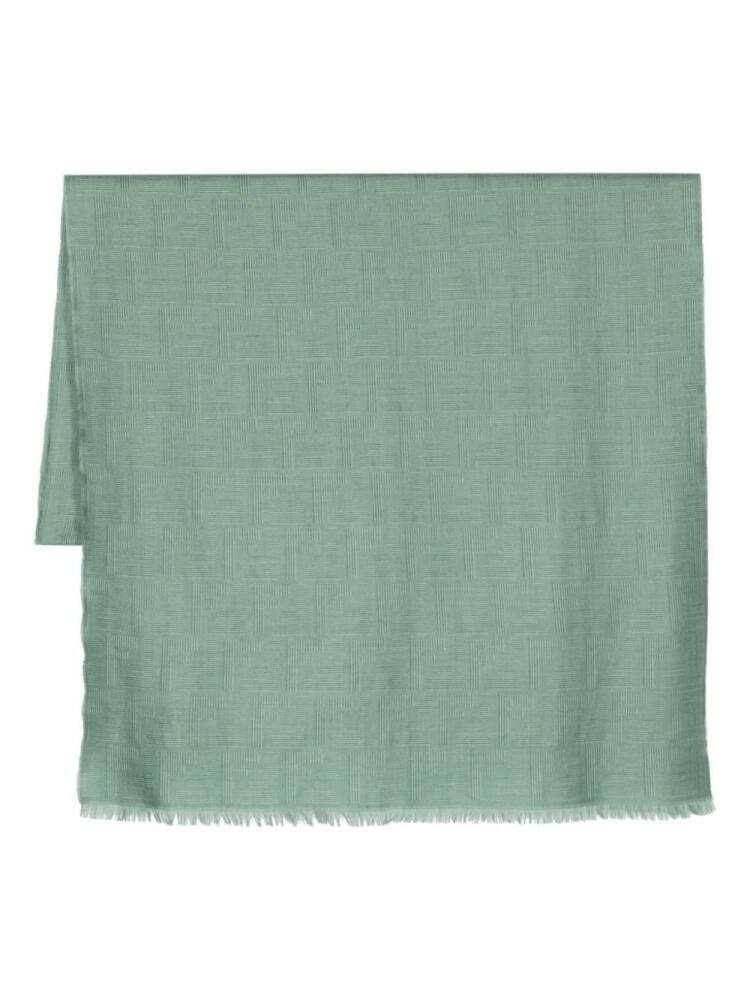 FENDI FF-pattern frayed-edge scarf - Green Cover