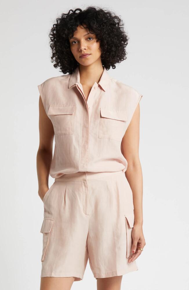 Nordstrom Dolman Sleeve Flap Pocket Button-Up Shirt in Pink Smoke Cover