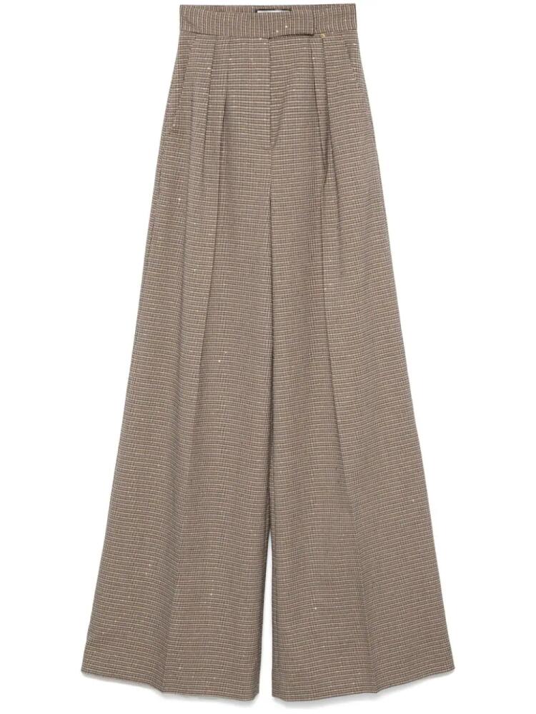 NISSA sequin-embellished wide-leg trousers - Neutrals Cover