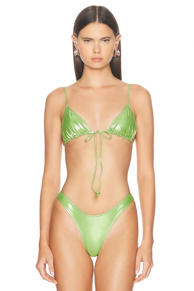 Heavy Manners X Elsa Hosk Triangle Front Tie Bikini Top in Green Cover