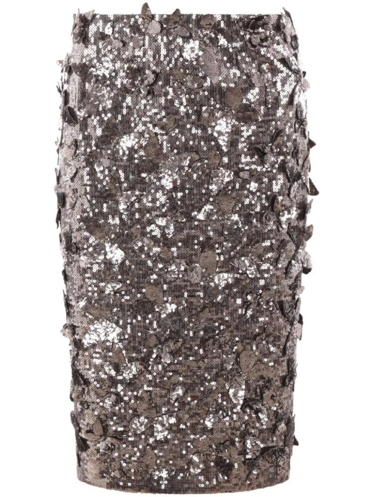 Blumarine butterfly sequin-embellished pencil skirt - Silver Cover