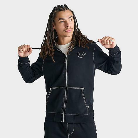 True Religion Men's Big T Full-Zip Hoodie in Black/Black Cover