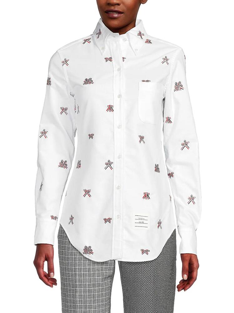 Thom Browne Women's Bow Print Shirt - White Cover