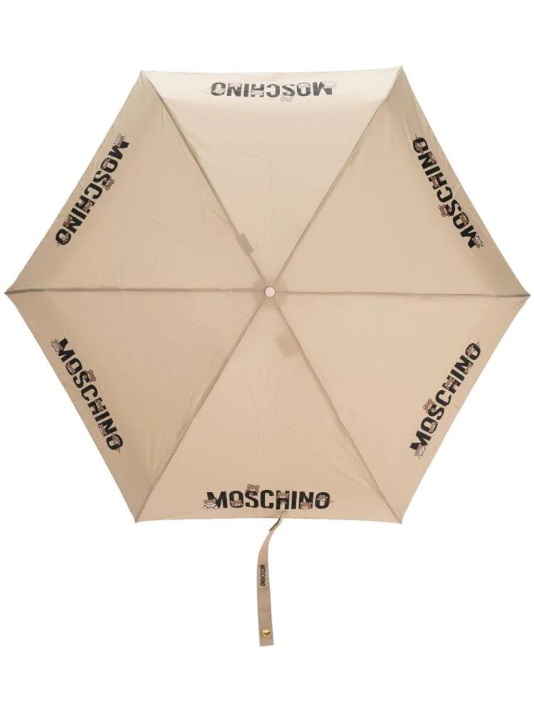 Moschino Supermind logo-print umbrella - Neutrals Cover