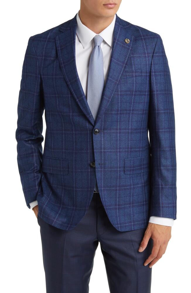 Ted Baker London Karl Slim Fit Windowpane Plaid Wool Sport Coat in Blue Cover