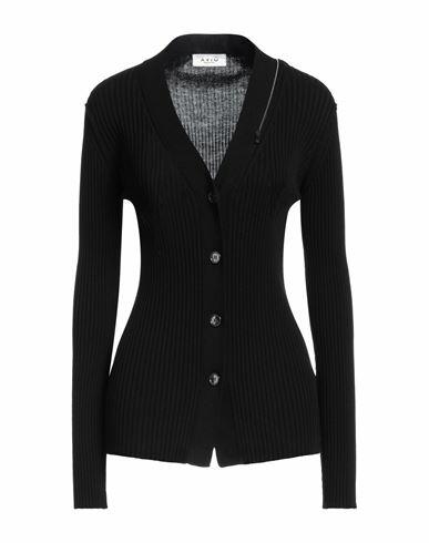 Aviù Woman Cardigan Black Cotton, Virgin Wool Cover