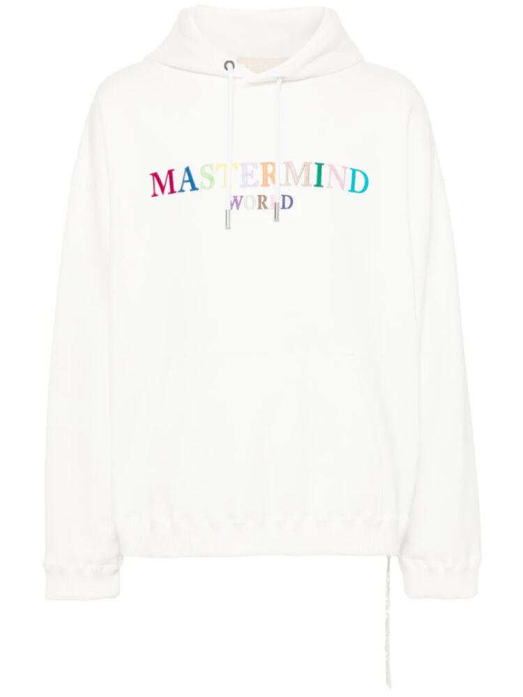 Mastermind World logo-embroidered cotton hoodie - White Cover