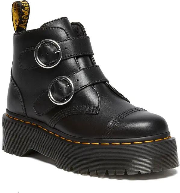 Dr. Martens Devon Circle Leather Platform Boots (Black) Women's Boots Cover