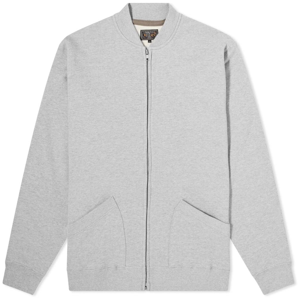 Beams Plus Men's Jersey Zip Bomber Jacket in Grey Cover