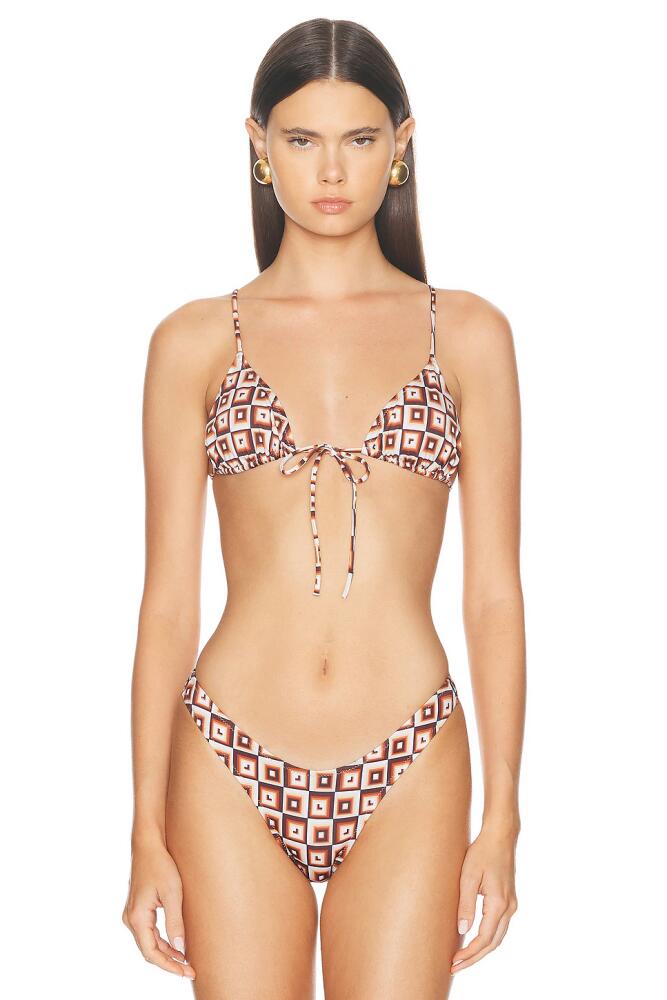 Heavy Manners X Elsa Hosk Triangle Front Tie Bikini Top in Brown Cover