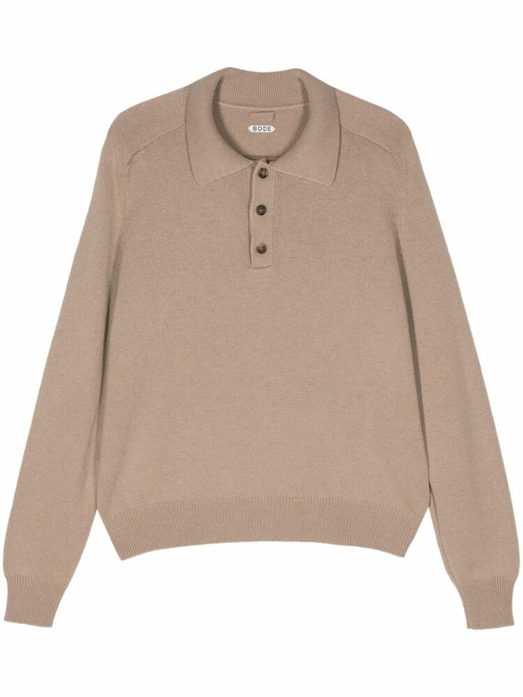 BODE knitted cashmere polo shirt - Neutrals Cover