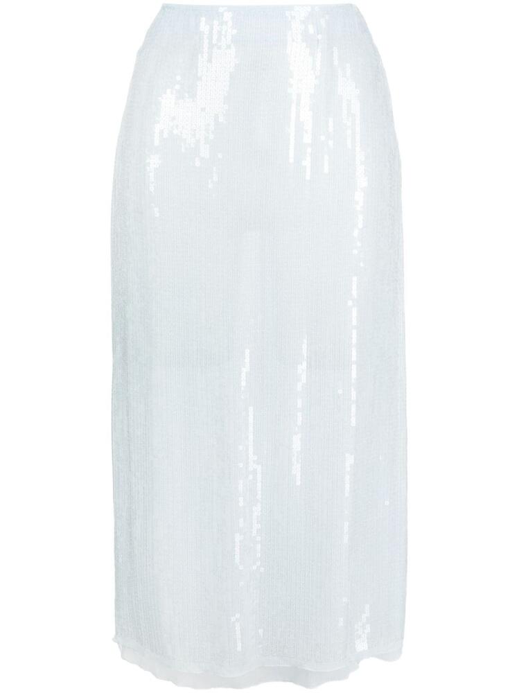 Ermanno Scervino sequin-embellished silk midi skirt - Blue Cover