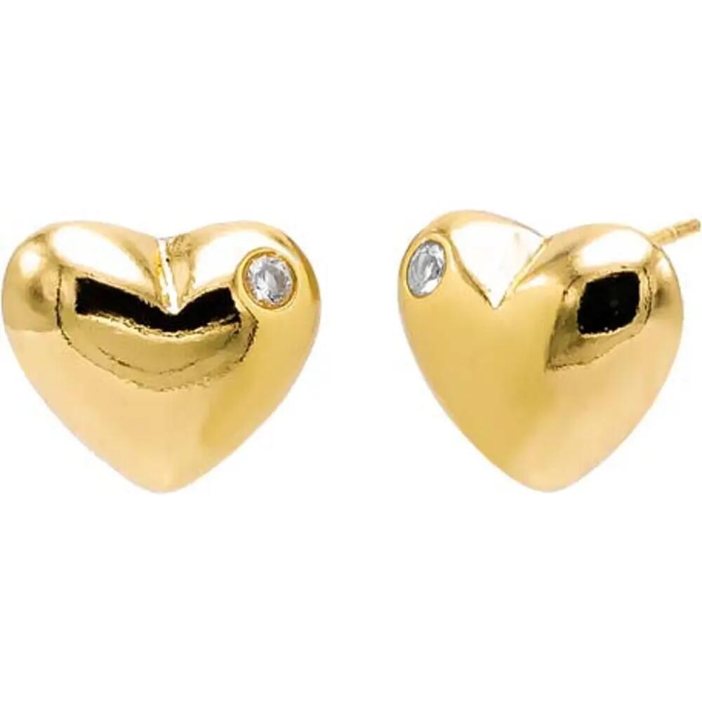 BY ADINA EDEN CZ Accented Puffy Heart Pendant Earring in Gold Cover