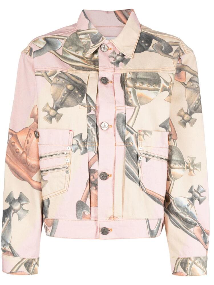 Vivienne Westwood Orb-print cotton biker jacket - Pink Cover