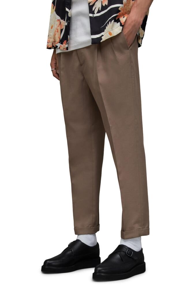 AllSaints Tallis Pleated Cotton & Wool Trousers in Moorland Brown Cover