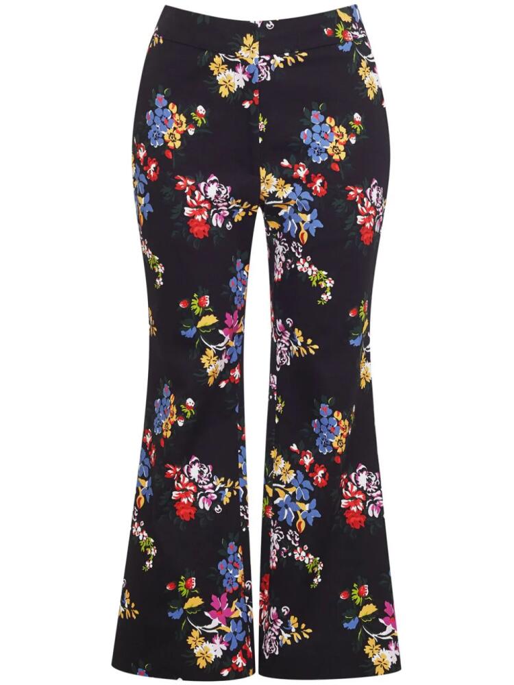 Adam Lippes Kennedy floral-print cropped trousers - Black Cover