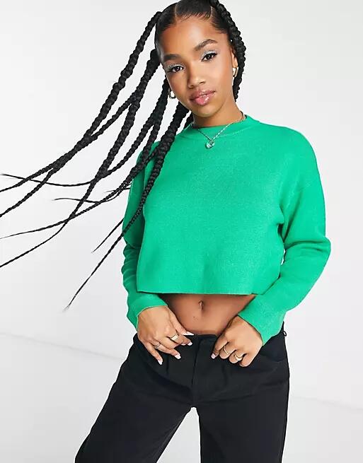 Bershka oversized crew neck sweater in green Cover