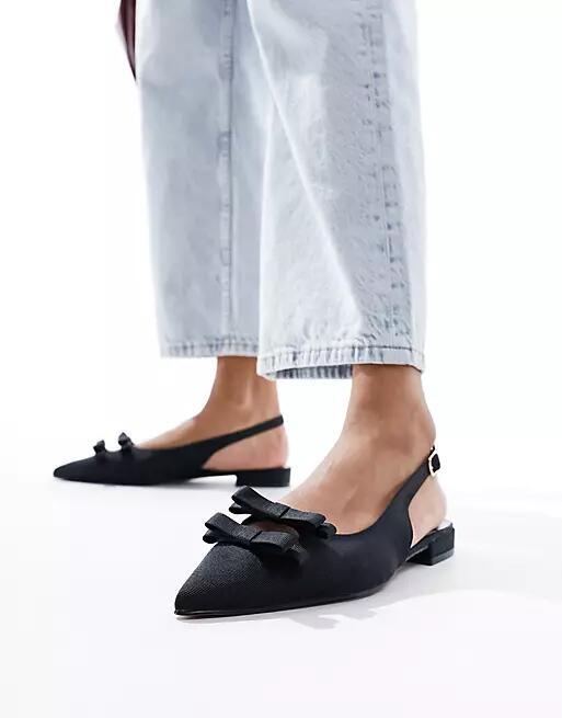 ASOS DESIGN Lesson bow ballet flats in black Cover