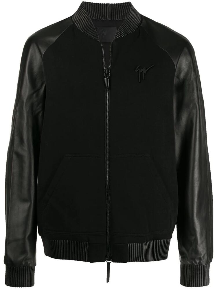 Giuseppe Zanotti mixed fabric biker jacket - Black Cover