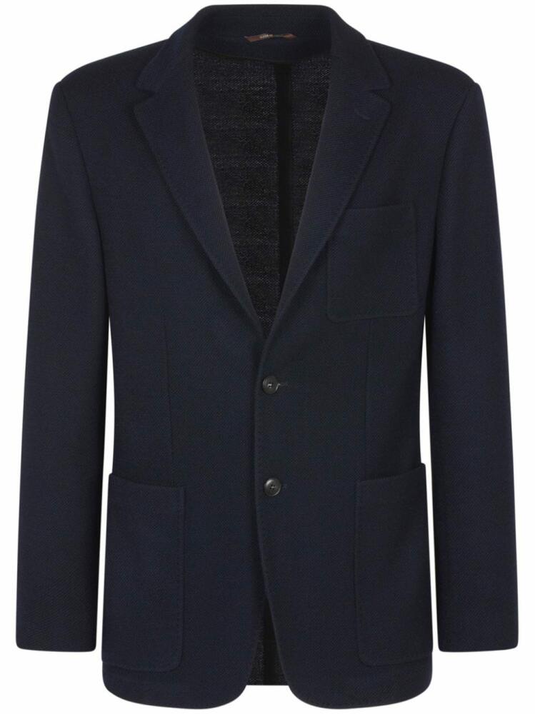 Canali notched-lapels textured blazer - Blue Cover