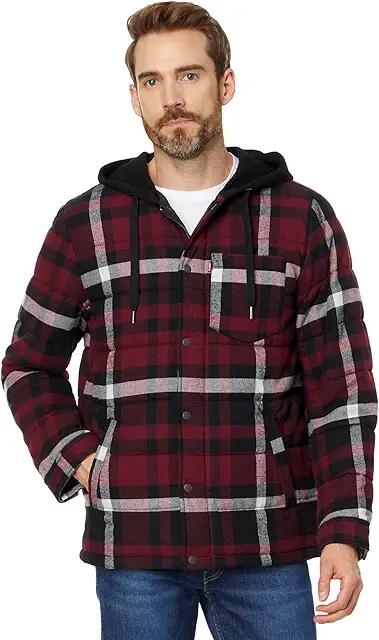 Levi's(r) Cotton Plaid Quilted Puffer (Magenta Combo) Men's Jacket Cover